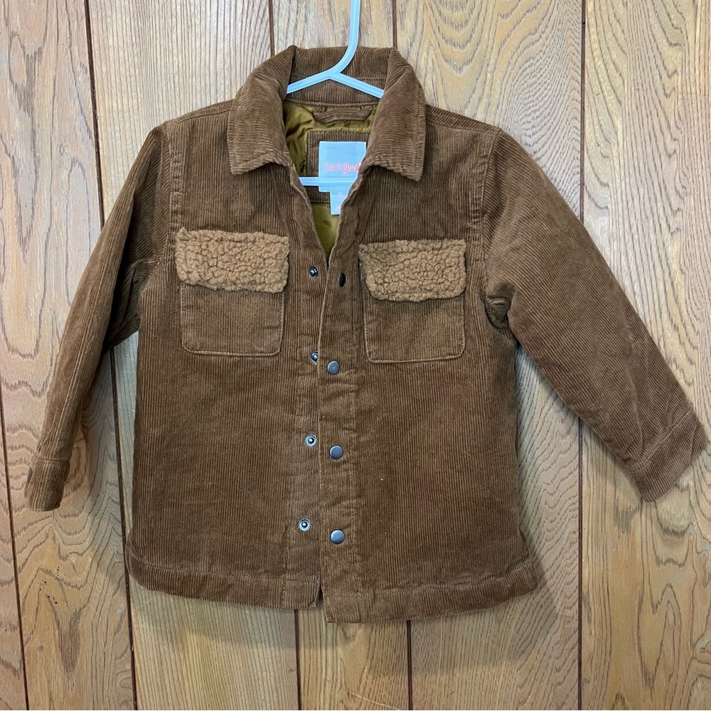 Corduroy Coat Brown Jacket Button Up Winter Holiday Pic Sweater Toddler Boy- 2T